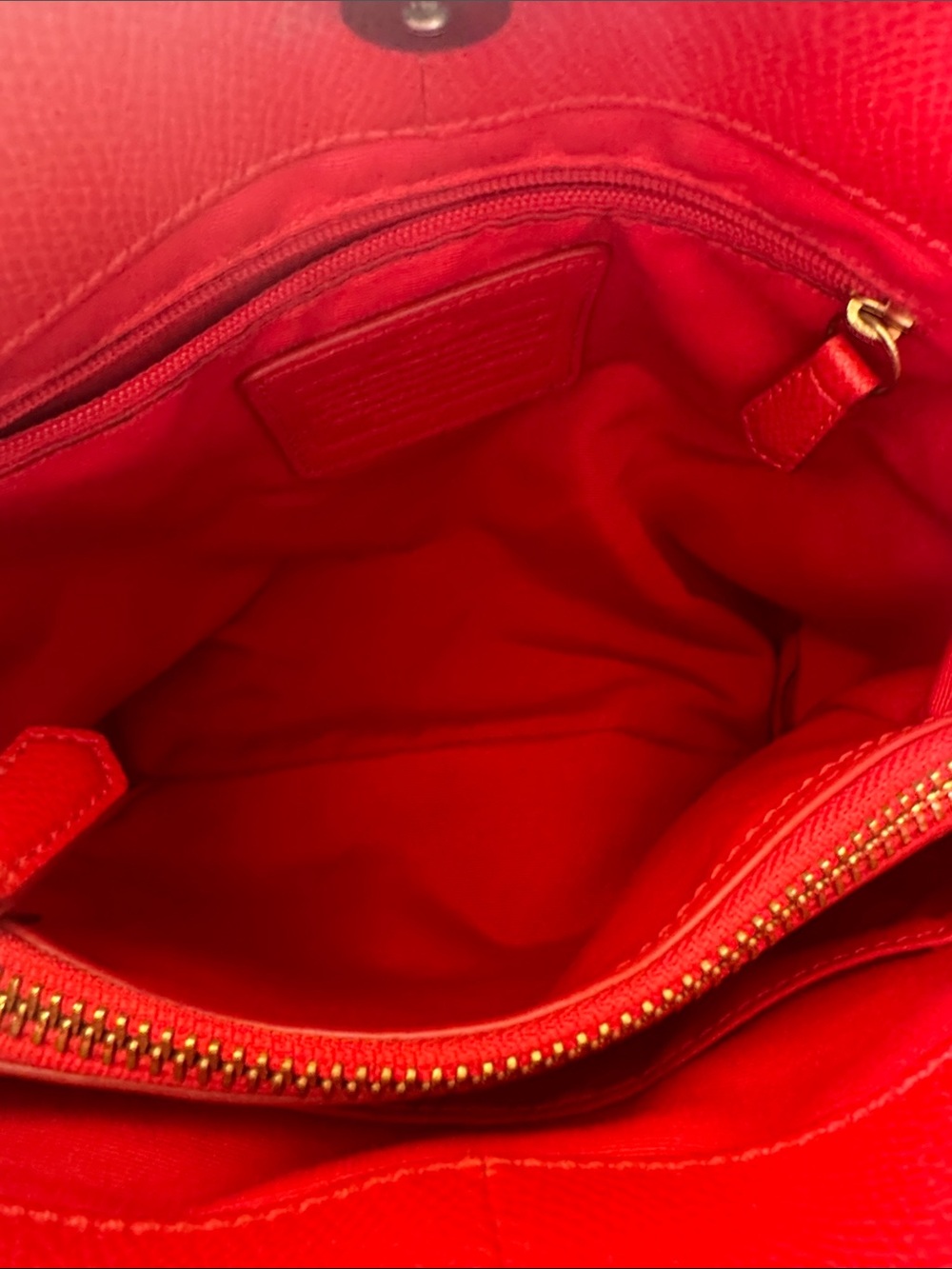 Coach Red Leather Tote with Gold Hardware - Picture 10 of 12
